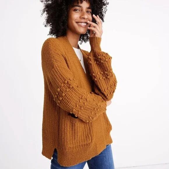 Madewell Sweaters - Madewell Bobble Cardigan Sweater in Antique Gold